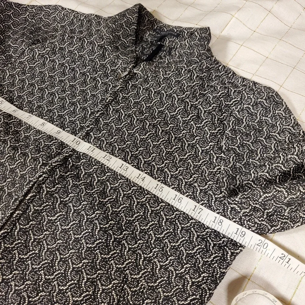 Eileen‎ Fisher Black  White cotton jacket Jacquard Full Zip Jacket Petite Small